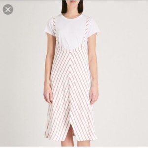 Maje  White/Red Stripe Poppered Strap Skirt